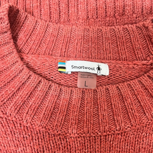 Smartwool Cozy Lodge Bell Sleeve Sweater Dusty Cedar Orange Red Heather Large - Picture 6 of 6